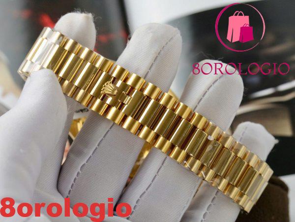 Rolex Day-Date 40 Quadrante Arcobaleno Rivestito di Diamanti Oro Giallo 18K con Ghiera in Moissanite Taglio Baguette Migliore Replica 40mm Orologio - immagine 2