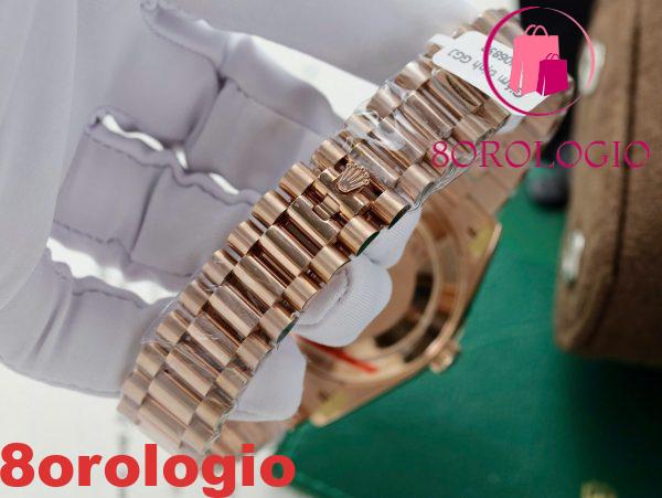 Replica migliore Rolex Day-Date 40 Meteorite Baguette Moissanite Quadrante in oro rosa 18 carati con lunetta in Moissanite GMF V3 40mm Orologio - immagine 2