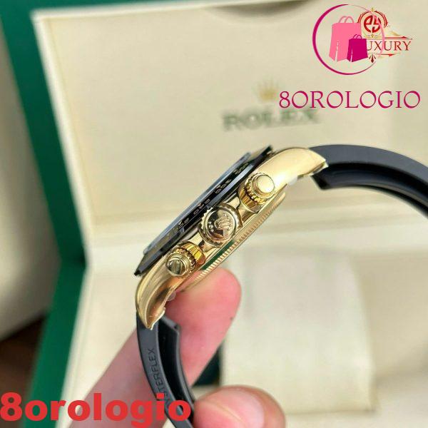 Rolex Cosmograph Daytona 116518LN Oro Giallo Quadrante Nero Cinturino Oysterflex Replica 1:1 Migliore Clean Factory 40mm Orologio - immagine 2