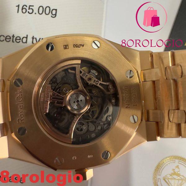 Audemars Piguet Royal Oak 15412OR Open Work Skeleton 18K Rose Gold con Baguette Moissanite Bezel Clone 1:1 Miglior Replica 41mm Orologio - immagine 2