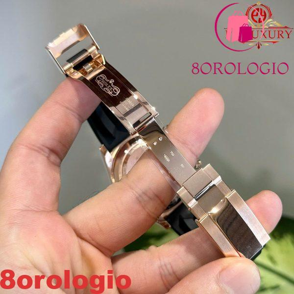 Rolex Daytona Quadrante Meteorite Placcato Oro 18K Custom Baguette Moissanite Cinturino in Gomma 40mm Replica Orologio - immagine 2
