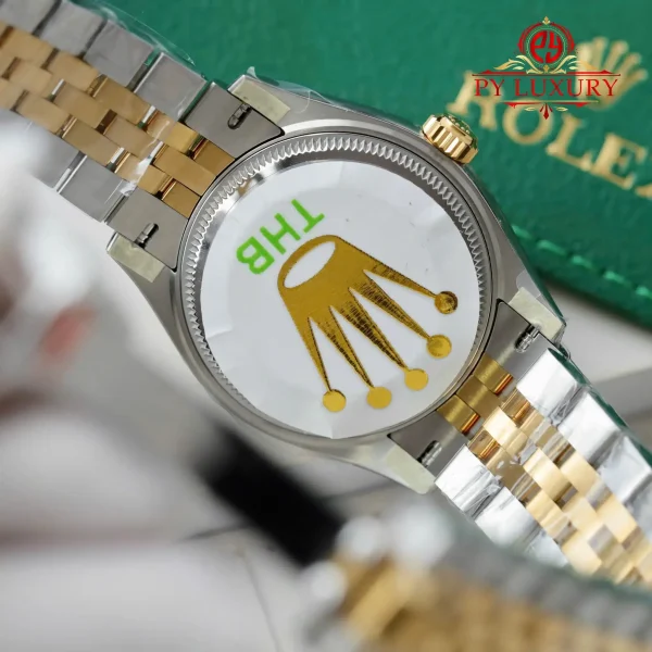 Replica migliore Rolex Datejust 278383RBR due toni oro giallo quadrante verde oliva lunetta con diamanti bracciale Jubilee THB 31mm Orologio - immagine 2
