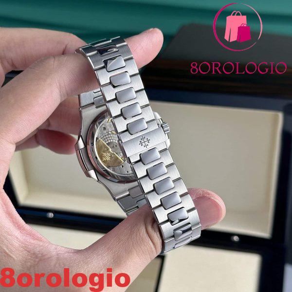 Patek Philippe Nautilus 5712/1A-001 Replica Quadrante Blu Modificato Fasi Lunari Lancette Incisioni Movimento Super Clone 40mm Orologio - immagine 10