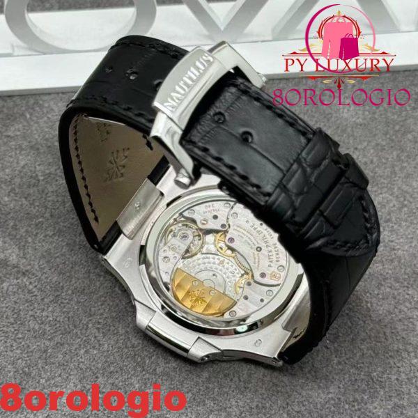 Patek Philippe Nautilus 5712G-001 Quadrante Grigio Replica 1:1 in Oro Bianco 18K Cinturino in Pelle di Coccodrillo 40mm Orologio - immagine 2