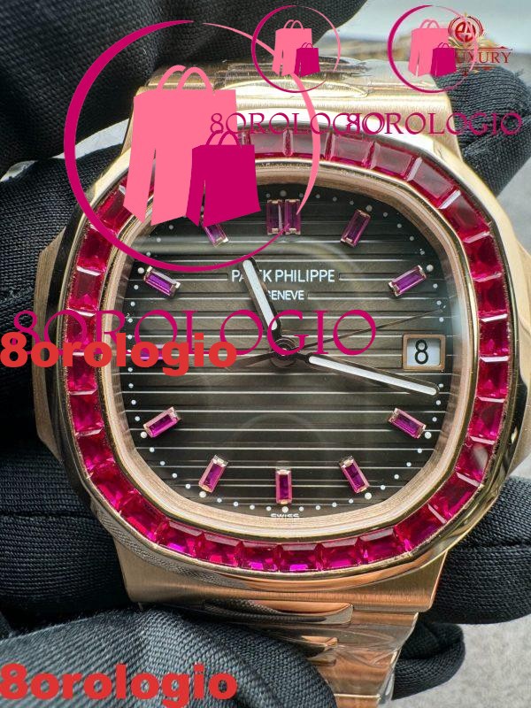 Patek Philippe Nautilus 5723/112R-001 18K Oro Massiccio Rubino Naturale 40mm Replica Orologio - immagine 10