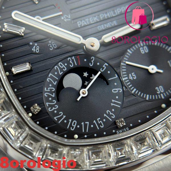 Patek Philippe Nautilus 5724G-001 Quadrante Blu Baguette Moissanite Funzioni Complete Replica Max Opzioni 40mm Orologio - immagine 2