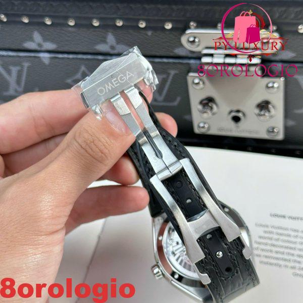 Omega Constellation Quadrante Nero Lunetta in Ceramica Nera Cinturino in Pelle Replica Migliore VSF 41mm Orologio - immagine 2