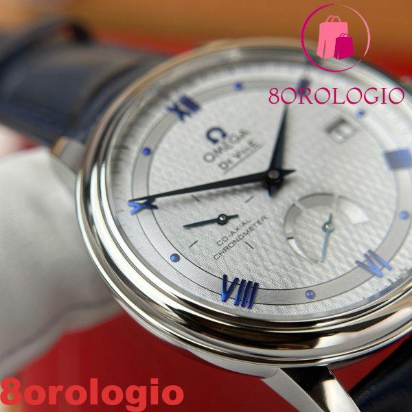 Omega De Ville Prestige Power Reserve Quadrante Grigio Cinturino in Pelle Blu Replica Migliore 39.5mm Orologio - immagine 2