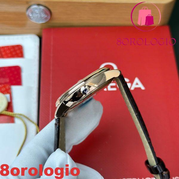 Omega De Ville Prestige Power Reserve replica oro rosa quadrante argento cinturino in pelle 39.5mm Orologio - immagine 2