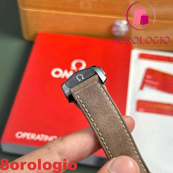 Omega Speedmaster Moonwatch Dark Side Of The Moon Ceramica Cinturino in Pelle Nera e Marrone Replica 44mm Orologio - immagine 2