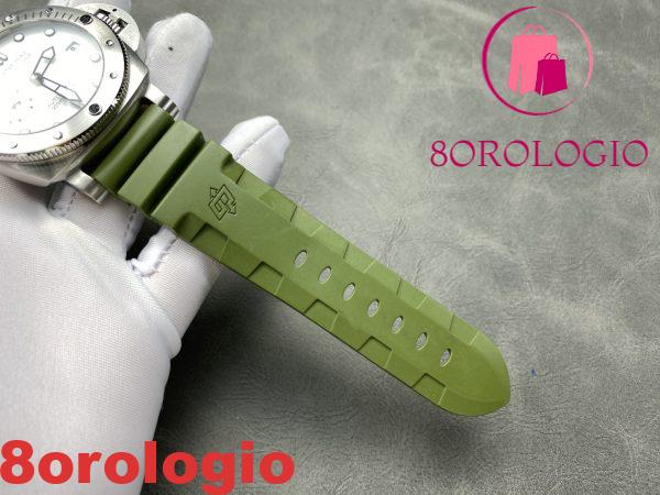 Panerai Submersible Quarantaquattro Bianco Quadrante Bianco Cinturino in Gomma Verde 1:1 Miglior Replica VSF 44mm Orologio - immagine 2