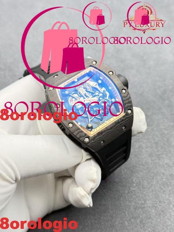 Replica su misura 1:1 Richard Mille RM055 Edizione Asia Bubba Watson squisita in fibra di carbonio NTPT movimento modificato non regolatore 42.7mm Orologio - immagine 2