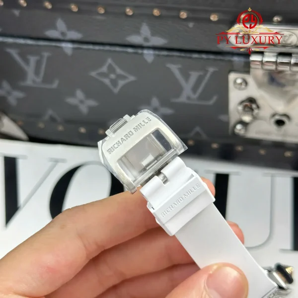 Richard Mille RM07-01 Lady Diamonds Red Lip Replica Cinturino in Gomma Bianca 1:1 Super Clone ZF 45.32 X 32.3mm Orologio - immagine 2