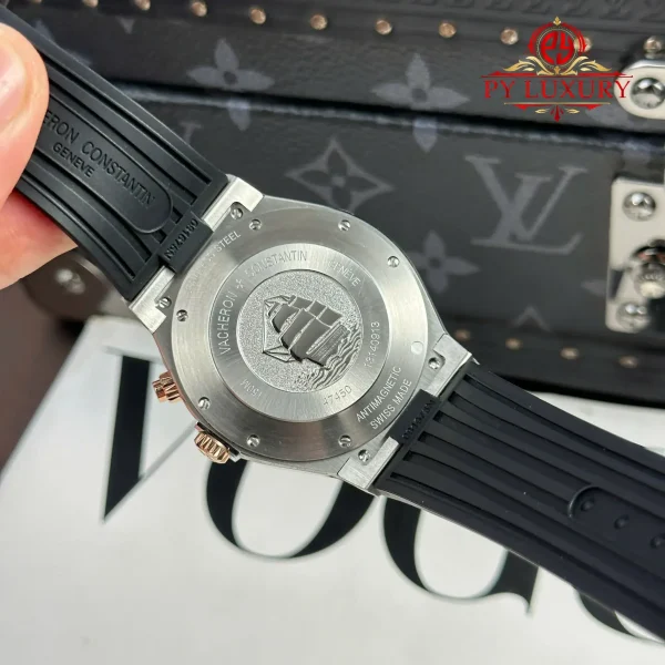 Vacheron Constantin Overseas Dual Time 47450/000M-9644 Bicolore Oro Rosa Quadrante Grigio Cinturino in Gomma Miglior Replica 42mm Orologio - immagine 10
