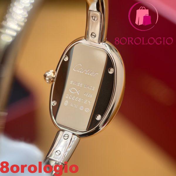 Cartier Baignoire Small Modello in Oro Rosa 18K Quadrante Argento Avvolto Lunetta in Moissanite Replica 1:1 Migliore (Misura del Polso 15, 16, 17cm) Orologio - immagine 2