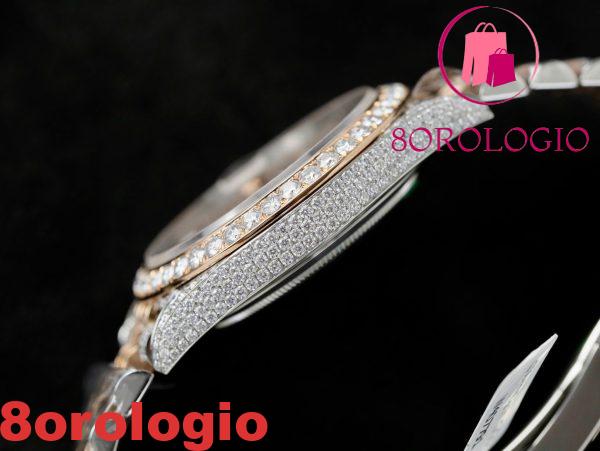 Rolex Datejust 36 Due Toni Oro 18K Rivestito Iced Out Moissanite Migliore Replica 36mm Orologio - immagine 3