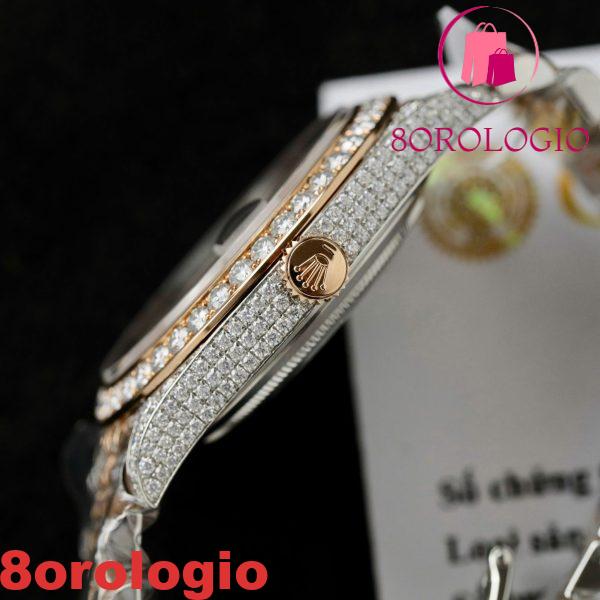 Rolex Datejust 41 Two Tone Quadrante Cioccolato 18K Placcato Oro Iced Out Moissanite Migliore Replica 41mm Orologio - immagine 3