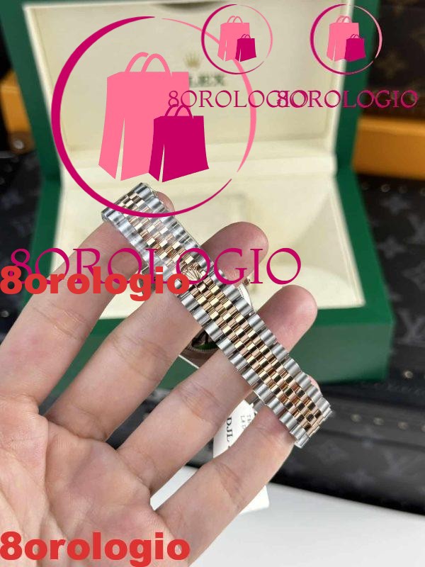 Rolex Datejust Lady Replica Due Tono 10K Oro Rosa Chocolate Quadrante Romano 31mm Orologio - immagine 3