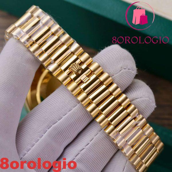 Rolex Day-Date 228348RBR 18K Yellow Gold Replica Quadrante Champagne Diamanti Baguette Lunetta Moissanite 173g GMF V3 40mm Orologio - immagine 3