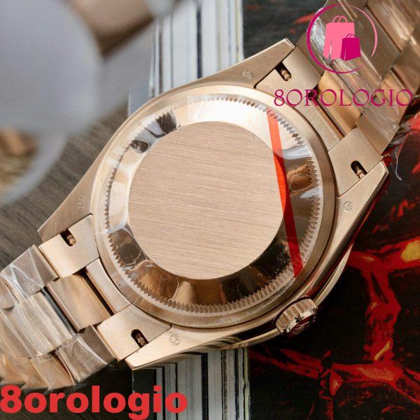 Replica Migliore Rolex Day-Date 36 Quadrante Cioccolato Diamanti e Rubini Oro Rosa 18K Incastonato con Moissanite a Baguette 36mm Orologio - immagine 3