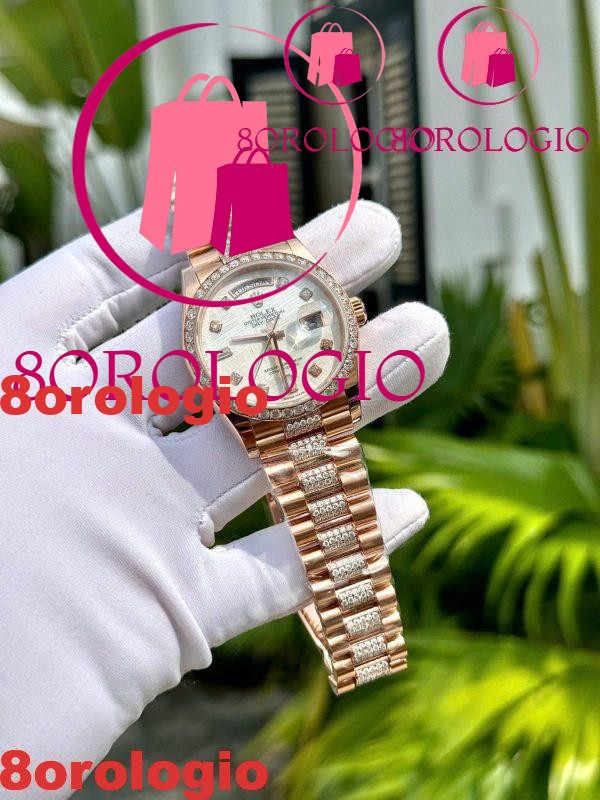 Rolex Day-Date 36 Quadrante in Meteorite Oro Rosa 18K Replica Migliore con Quadrante in Moissanite Personalizzato e Bracciale in Moissanite 36mm Orologio - immagine 3