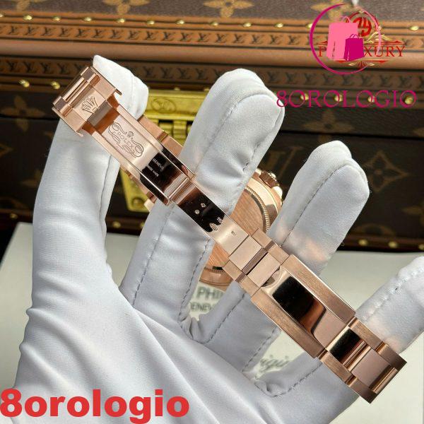 Rolex Daytona 116505-0015 Quadrante Nero con Diamanti Replica 1:1 Super Clone 40mm Bracciale Oyster Placcato in Oro Rosa 18K Orologio - immagine 3