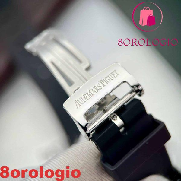 Audemars Piguet Royal Oak 15400ST Cinturino in Gomma Quadrante Nero Migliore Replica APS Factory 41mm Orologio - immagine 3