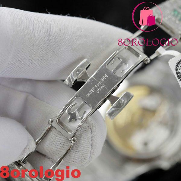 Patek Philippe Ladies Natilus 7118/1453G-001 Iced Out Moissanite Green Migliore Replica 35.2mm Orologio - immagine 11
