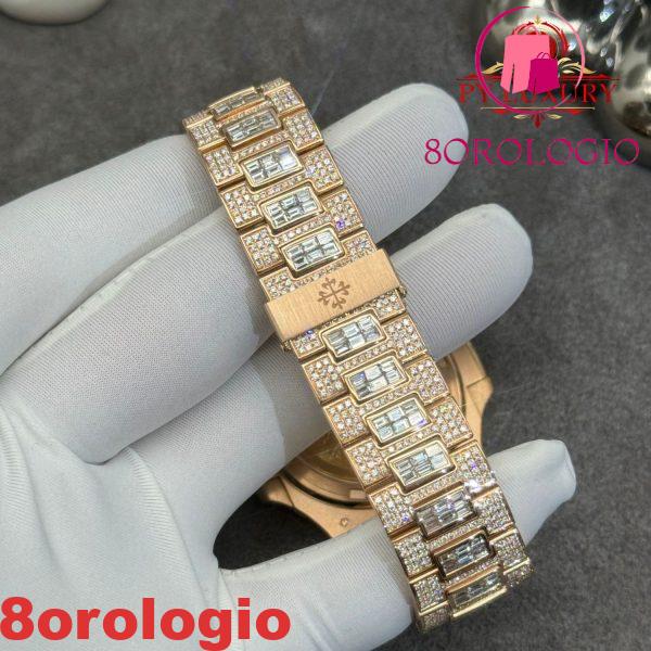 Replica Patek Philippe Nautilus 5719/10R-010 1:1 in Oro Rosa Massiccio 18K con Diamanti 40mm Orologio - immagine 11
