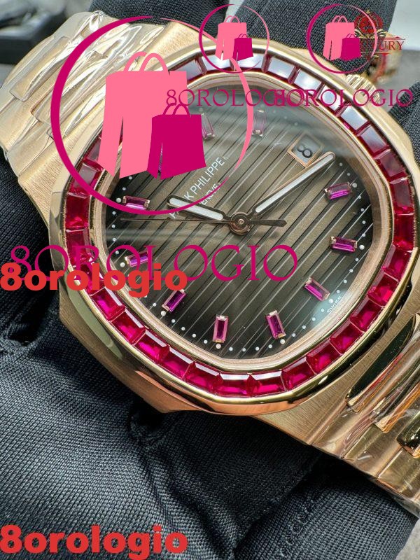 Patek Philippe Nautilus 5723/112R-001 18K Oro Massiccio Rubino Naturale 40mm Replica Orologio - immagine 11