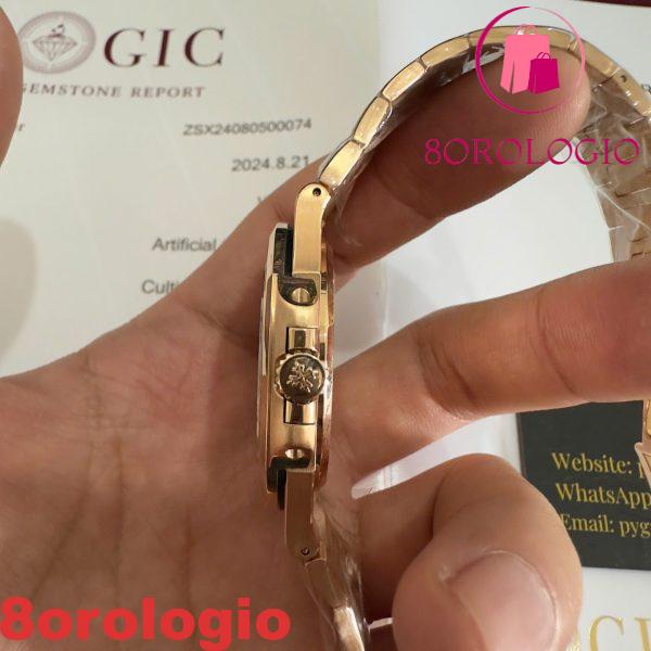 Patek Philippe Nautilus 5723/1R-001 Quadrante Oro Rosa 18K Oro Massiccio Replica Diamanti Baguette 40mm Orologio - immagine 11
