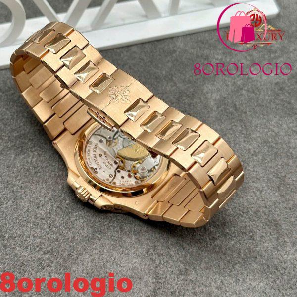 Patek Philippe Nautilus 5724 Quadrante Grigio Replica in Oro Massiccio 18K con Diamanti Baguette sulla Lunetta 40mm Orologio - immagine 3