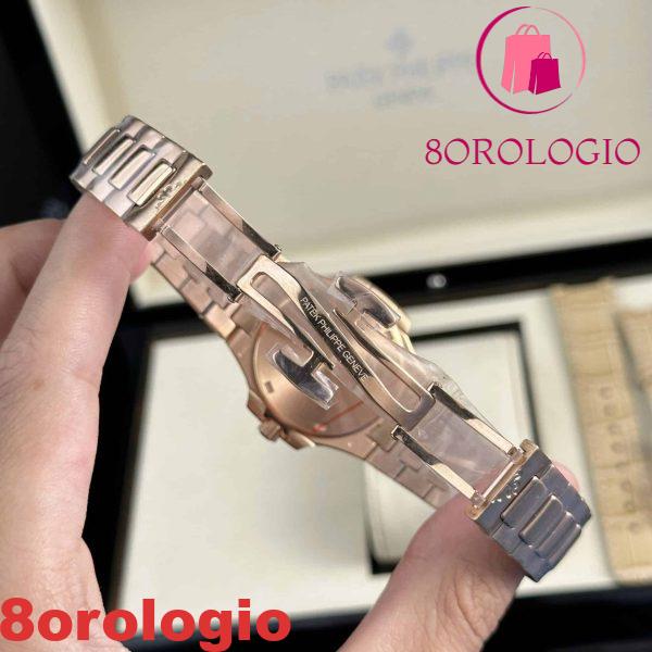 Replica di Patek Philippe Nautilus 7010/1R Oro Rosa Quadrante Bianco Orologio da Donna al Quarzo 32mm Orologio - immagine 11