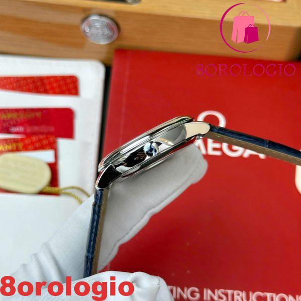 Omega De Ville Prestige Power Reserve Quadrante Grigio Cinturino in Pelle Blu Replica Migliore 39.5mm Orologio - immagine 3