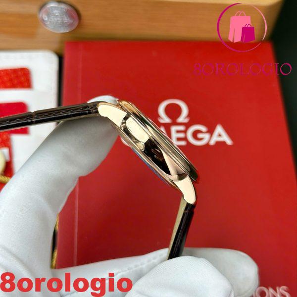 Omega De Ville Prestige Power Reserve replica oro rosa quadrante argento cinturino in pelle 39.5mm Orologio - immagine 3
