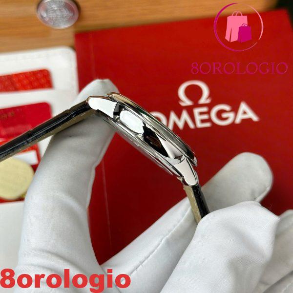 Omega De Ville Prestige Power Reserve quadrante argento cinturino in pelle nera replica migliore 39,5 mm Orologio - immagine 3