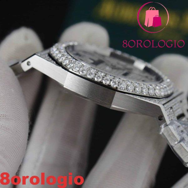 Replica Audemars Piguet Royal Oak Iced Out Moissanite Quadrante Arabo Super Clone 41mm Orologio - immagine 3