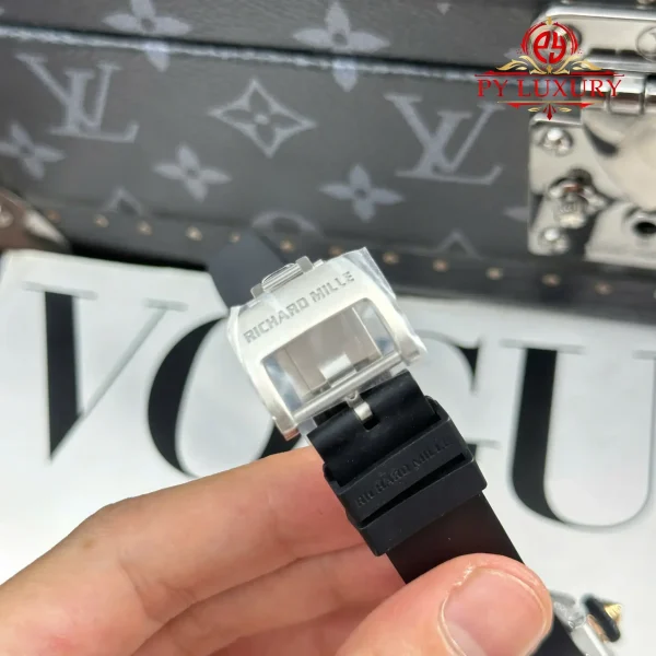 Richard Mille RM07-01 Lady Diamonds Black Onyx Dial Black Rubber Strap Replica 1:1 Super Clone ZF 45.32 X 32.3mm Orologio - immagine 3