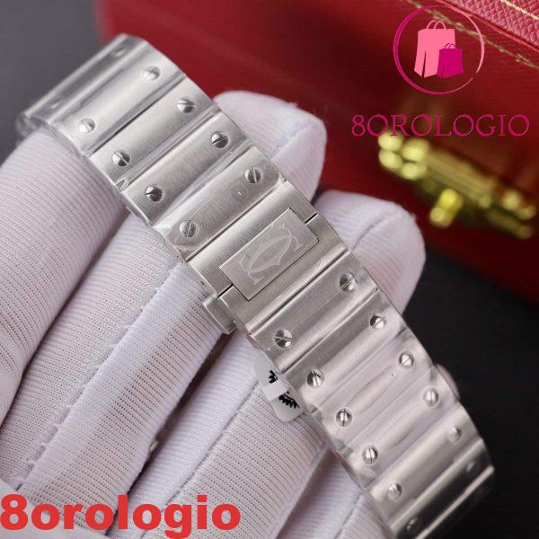 Cartier Santos Quadrante Blu Cassa Personalizzata con Moissanite Modello Grande Miglior Replica BVF 39.8mm Orologio - immagine 3