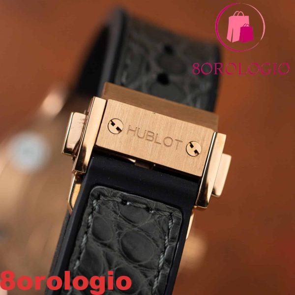 Replica Orologio da Donna Hublot Classic Fusion King Gold Pavé Pietre CZ Quadrante Grigio Cinturino in Pelle 33mm Orologio - immagine 3